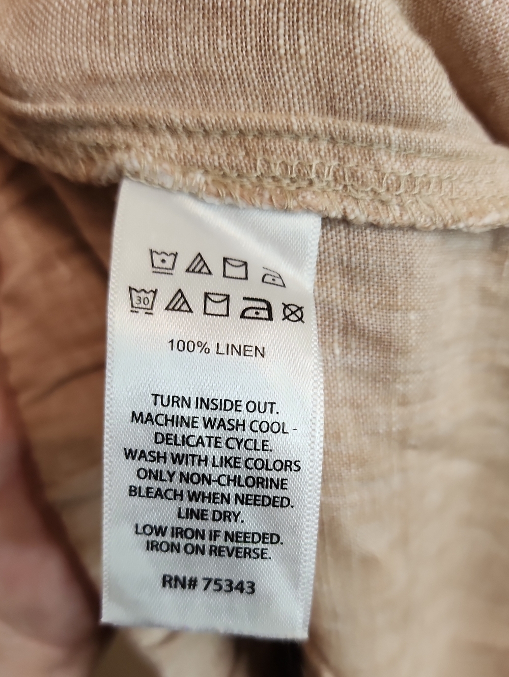 Tahari 100% Linen Drawstring 4 Pockets Shorts - Elastic Waist Light Beige - Picture 4 of 9
